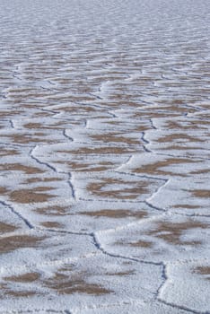 Beautiful texture on salt planes Salina Grandes in Argentina