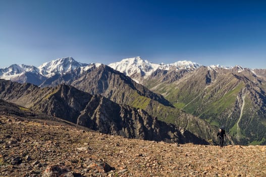 Scenic view of Tien-Shan mountain range in Kyrgyzstan