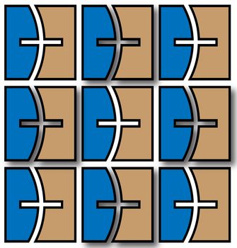 the abstract background illustrated with a squared board pattern of blue and brown