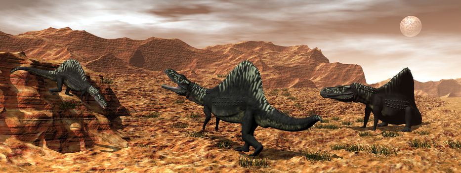 Arizonasaurus dinosaurs in the desert - 3D render