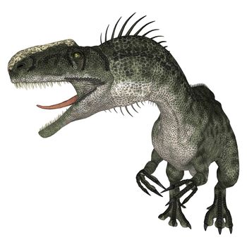 3D digital render of a dinosaur Monolophosaurus isolated on white background