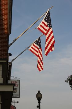 Washington DC, USA - may 17, 2012. Two of the American flag on the wall, day