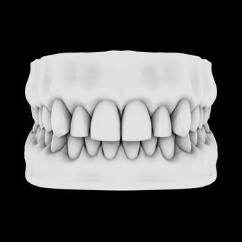 White teeth isolated on black background