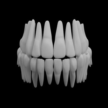 3d human red teeth - front view