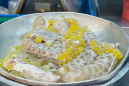 yellow Spawn of giant catfish at market