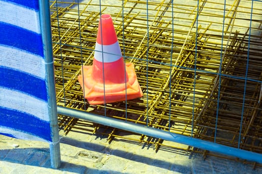 The particular of cone traffic in the construction site