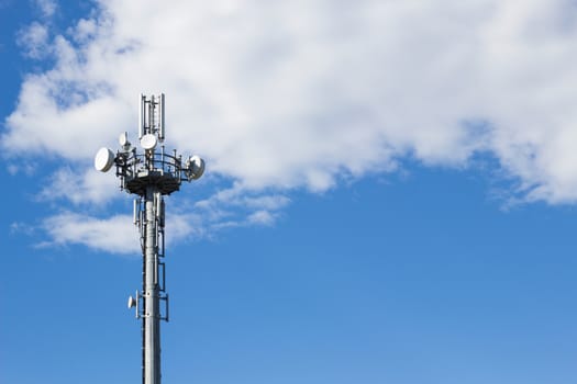 A Communications tower on top of a building