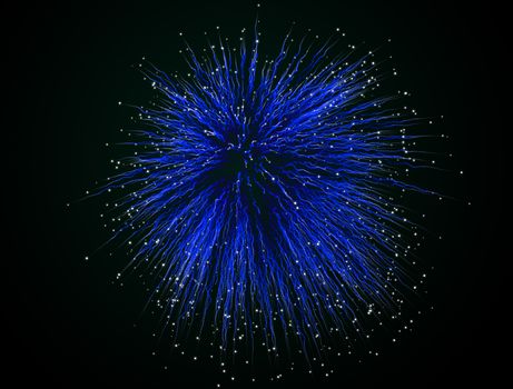Blue fireworks on background