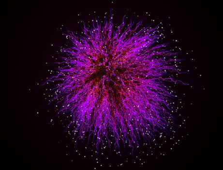 Pink fireworks on background