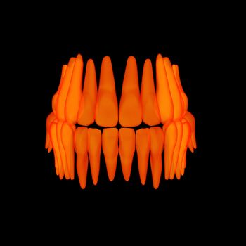 3d human orange teeth - front view