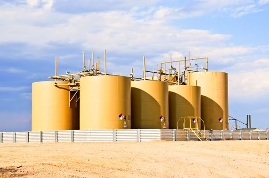 Storage tanks for crude oil in central Colorado, USA