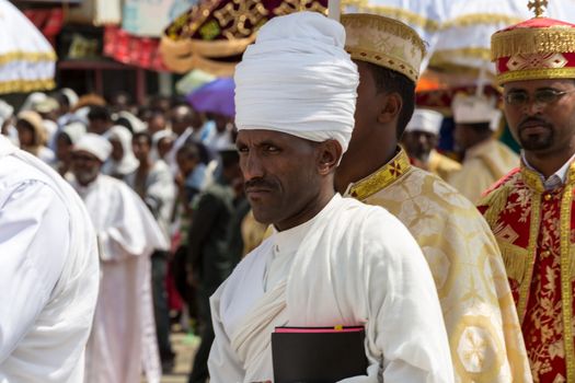 Clergy of the Ethiopian Orthodox church during a colorful procession of the Timket (Epiphany) celebrations, on January 19, 2015 in Addis Ababa.