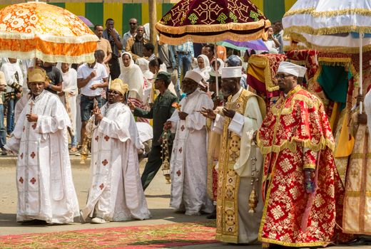 Ethiopian Orthodox followers celebrate Timket,  the Ethiopian Orthodox celebration of Epiphany, on January 19, 2015 in Addis Ababa.