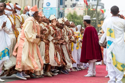 Ethiopian Orthodox followers celebrate Timket,  the Ethiopian Orthodox celebration of Epiphany, on January 19, 2015 in Addis Ababa.