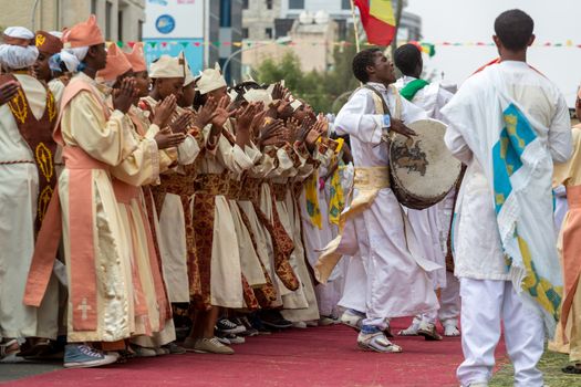 Ethiopian Orthodox followers celebrate Timket,  the Ethiopian Orthodox celebration of Epiphany, on January 19, 2015 in Addis Ababa.