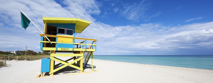 Colorful Lifeguard Tower in South Beach, Miami Beach, Florida