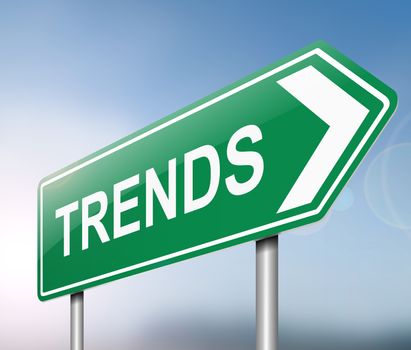 Illustration depicting a sign with a trends concept.