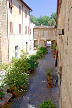 Photo shows a detail of Firenze city street and houses.