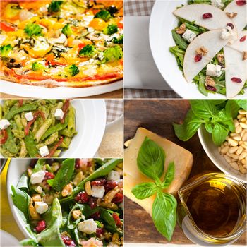 healthy vegetarian pasta soup salad pizza Italian food staples collage