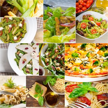 healthy vegetarian pasta soup salad pizza Italian food staples collage