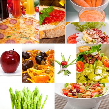 healthy Vegetarian vegan food collage nested on white frame