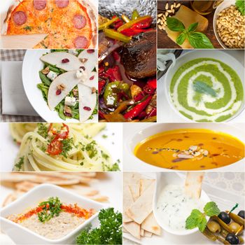 healthy vegetarian pasta soup salad pizza Italian food staples collage