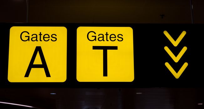 Information sign in an airport departure terminal