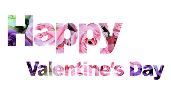 word happy valentine's day made from rose picture on white background