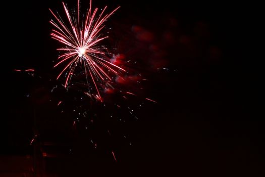 Celebration firework in the black night sky
