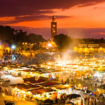 Jamaa el Fna also Jemaa el-Fnaa, Djema el-Fna or Djemaa el-Fnaa is a square and market place in Marrakesh, Morocco, Africa. UNESCO Masterpiece of the Oral and Intangible Heritage of Humanity.