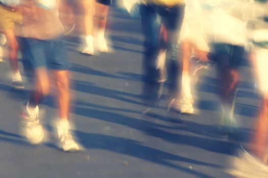 Running athletes at a marathon