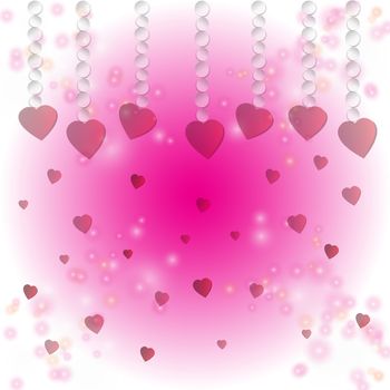 Red heart on a bokeh background. Valentines day. Vector illustration.For art texture or web design and vertical background.