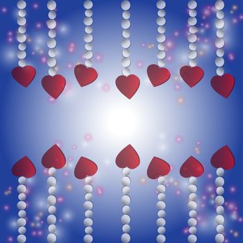 Red heart on a bokeh background. Valentines day. Vector illustration.For art texture or web design and vertical background.