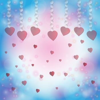 Red heart on a bokeh background. Valentines day. Vector illustration.For art texture or web design and vertical background.