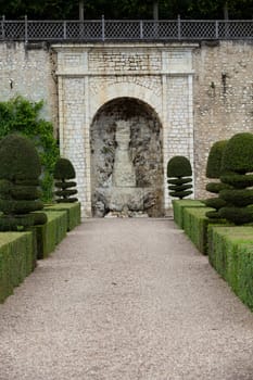 Gardens and Chateau de Villandry  in  Loire Valley in France 