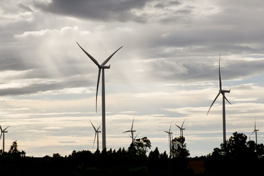 Wind turbines, pure energy,windmills in the fields in Thailand