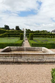 Gardens and Chateau de Villandry  in  Loire Valley in France 