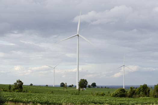 Wind turbines, pure energy,windmills in the fields in Thailand