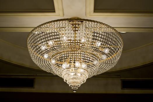 Chrystal chandelier close-up with copy space