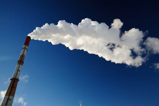 Steam-heat pipe in blue sky background horizontal