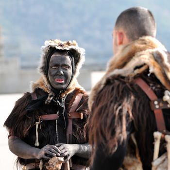 Orani, Sardinia - March 6, 2011: Parade of traditional masks of Sardinia at the Carnival of 6 March 2011 in Orani, Sardinia.