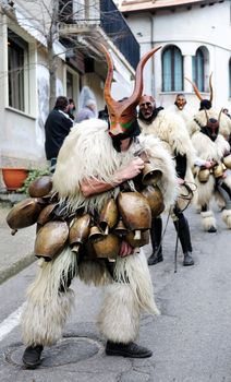 Orani, Sardinia - February 17, 2013: Parade of traditional masks of Sardinia at the Carnival of 17 February 2013 Orani, Sardinia.