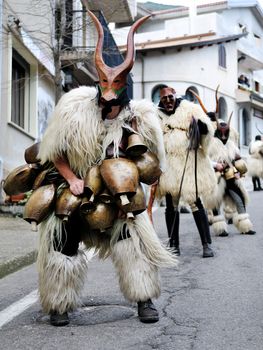 Orani, Sardinia - February 17, 2013: Parade of traditional masks of Sardinia at the Carnival of 17 February 2013 Orani, Sardinia.