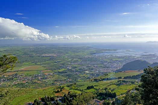 Panoramic view on the valleys of Sicily (Italy)