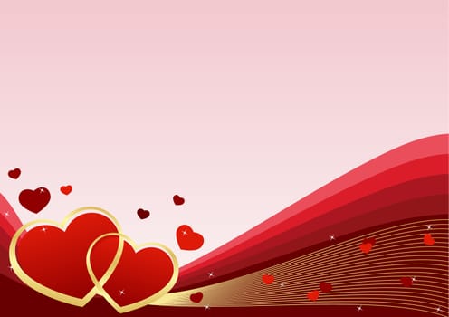 greeting card with hearts on a red background Valentine's Day