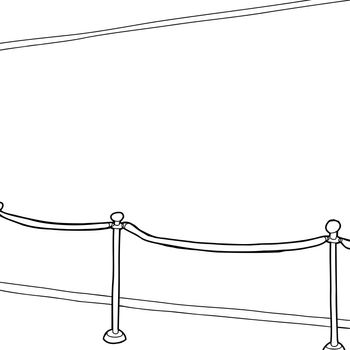 Outline cartoon of stanchion and blank wall
