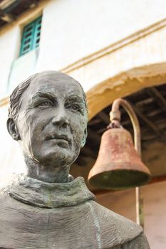 Junipero Serra Ferrer in front of the Santa Barbara Mission.