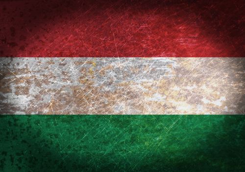 Old rusty metal sign with a flag - Hungary