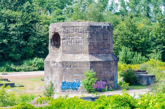 Old bunker in the Landscape Park Duisburg Nord.