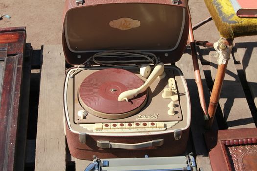 old turntable at a flea market